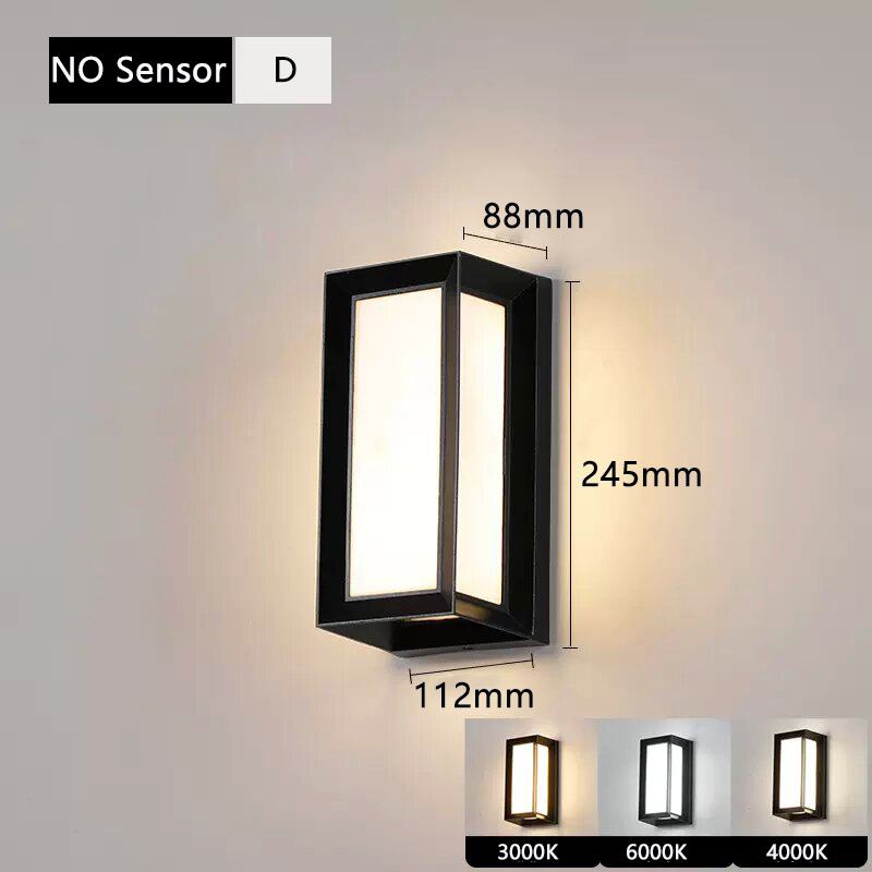 Luces LED para exteriores, impermeables IP65, luz con Sensor de movimiento, luz de pared 110V220V, luces para porche, balcón, jardín, lámpara de pared para exteriores