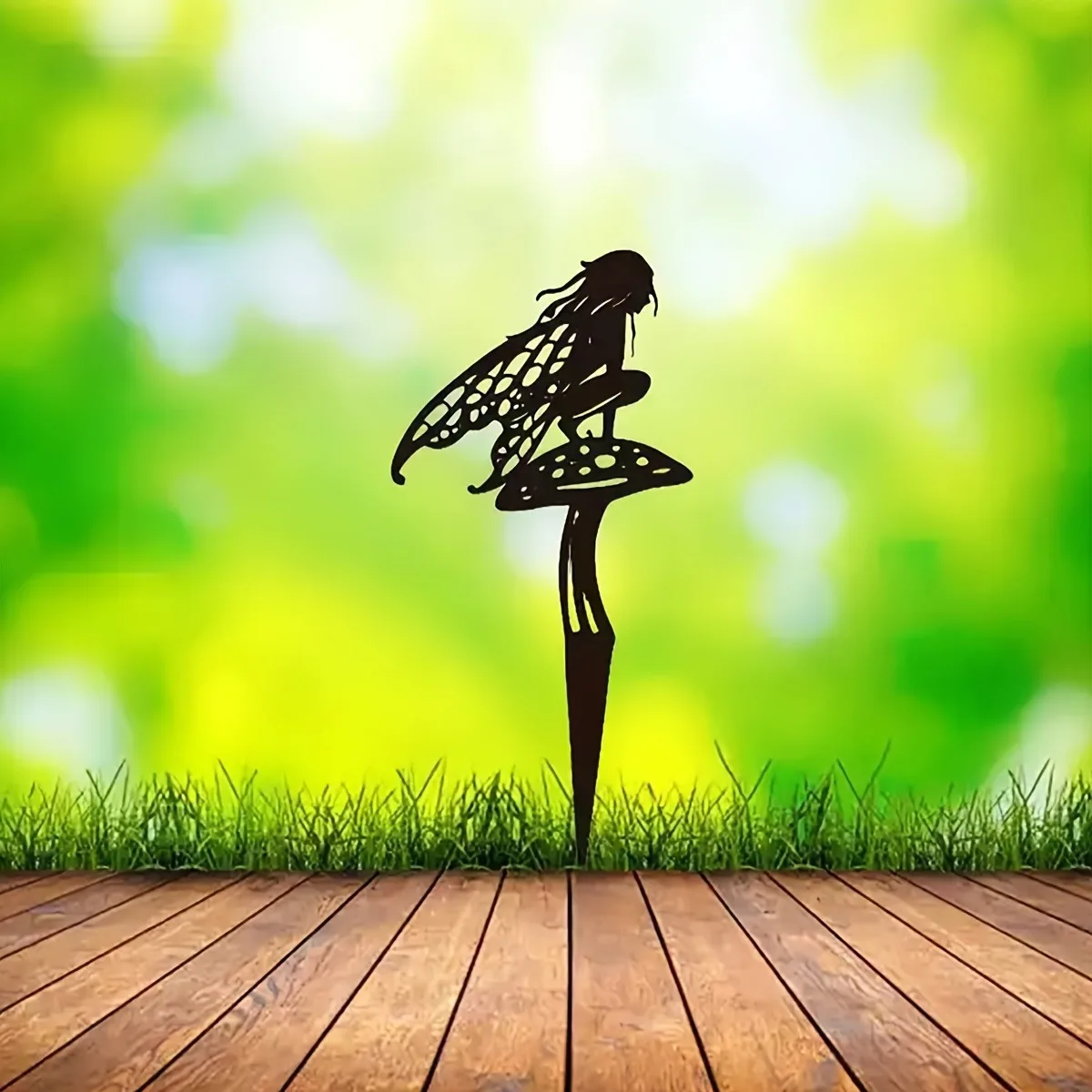 Clearance_Enchanted Fairy Garden Stake – Blumenfee-Rasenornament aus Metall, dekorative Hofkunst für den Außenbereich für Terrasse und Garten_Cont