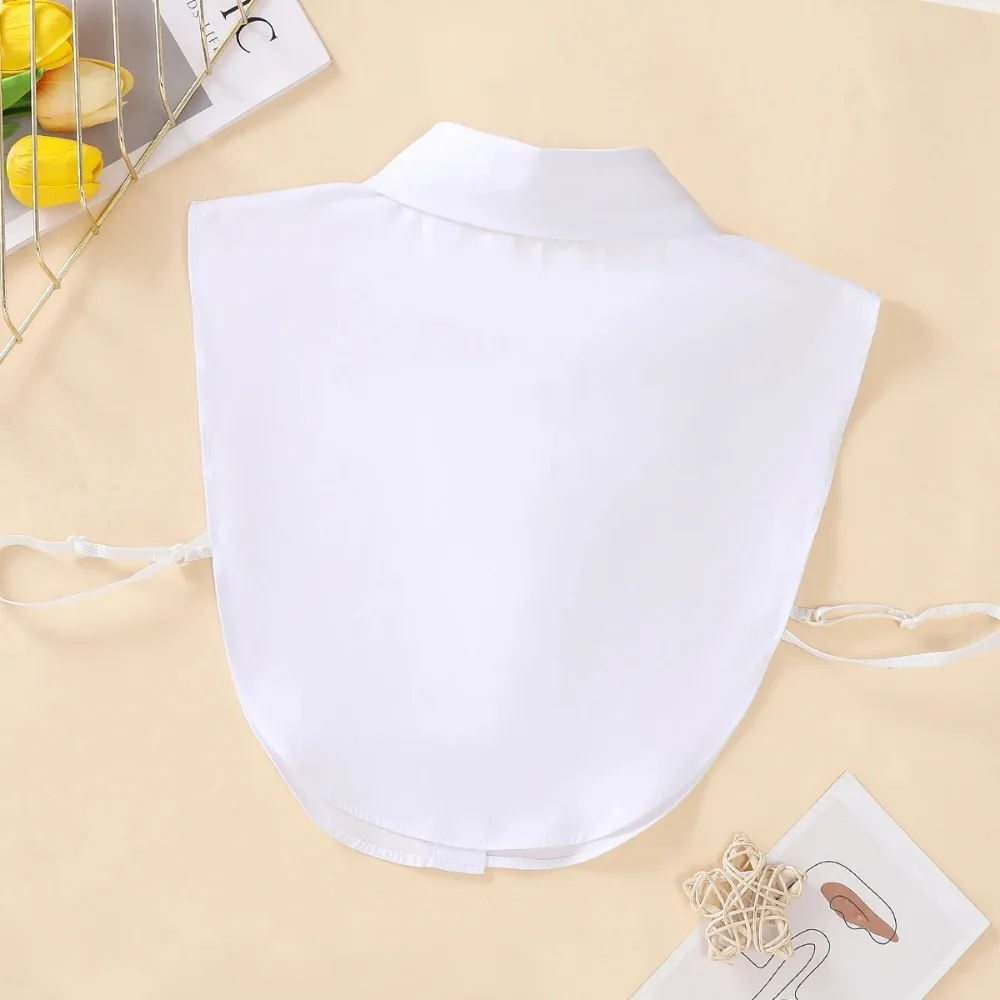 Colar falso de algodão da moda feminina, gola falsa estilo meia camisa simples, gola destacável versátil e conveniente