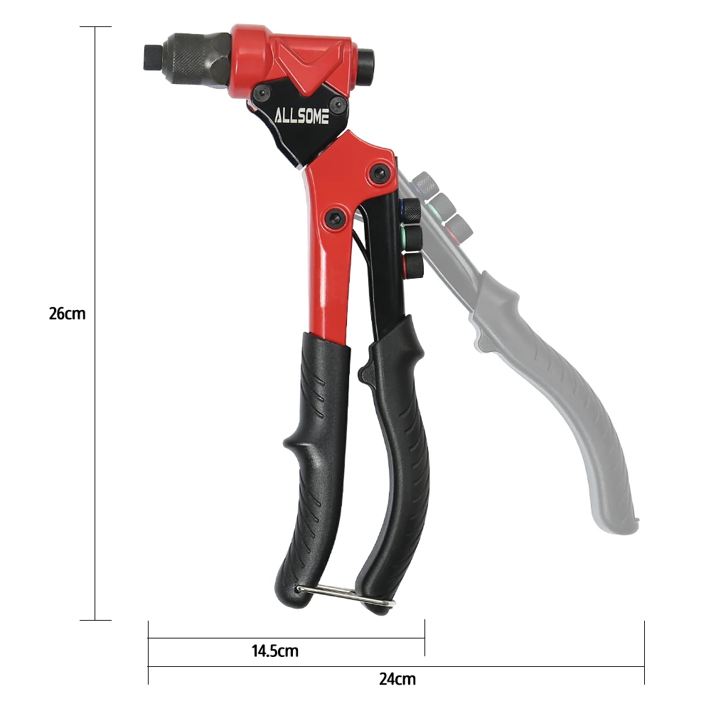 ALLSOME Single Universal 3 in 1 Multi Function Rivet gun with Nut rivet Hand rivet Reamer Tool