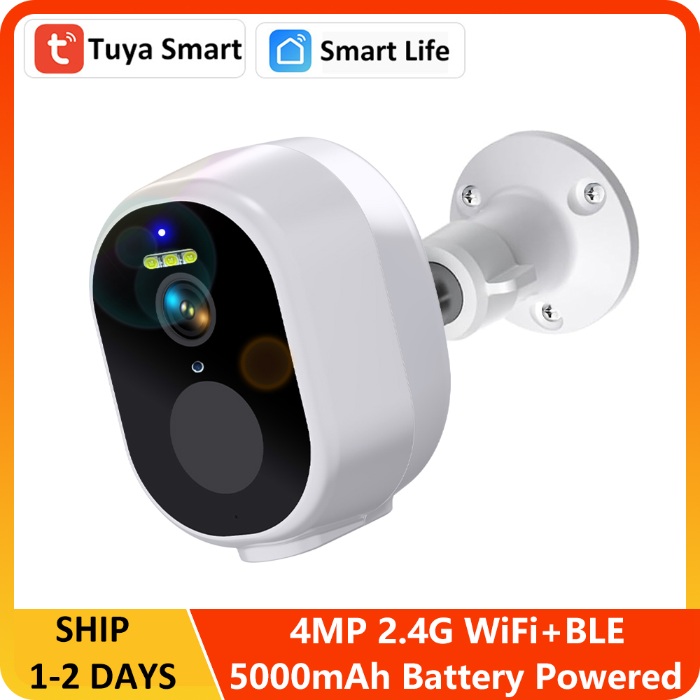 4MP Tuya WiFi inalámbrico inteligente + BLE batería exterior foco con energía Solar detección humana vigilancia CCTV cámara de red IP 2K