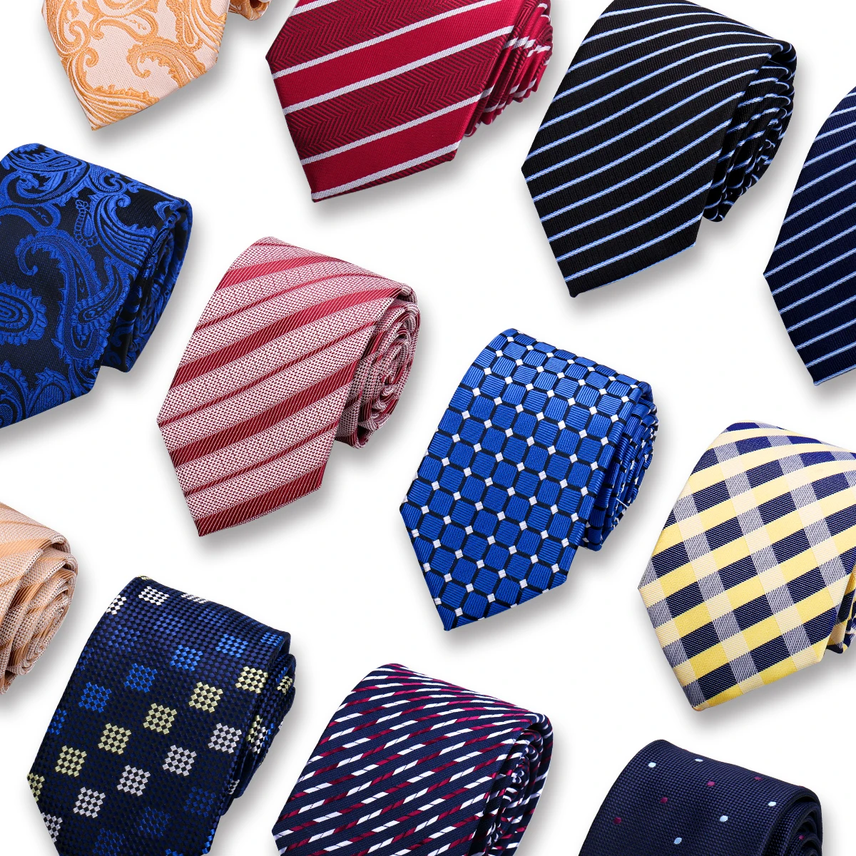 Men's Tie Brand New Fashion Paisley Necktie Green Orange Dark Blue Gravata For Men Paisley Floral Fit Wedding Workplace Slim Dot