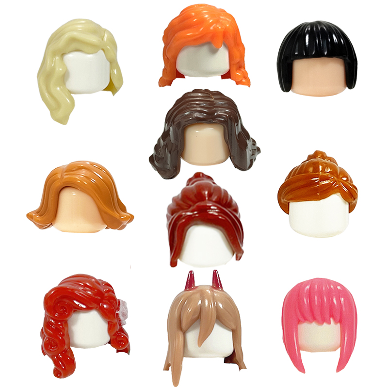 KT ミンビルディングブロック女の子の巻き毛アクセサリー Moc レンガセットフィギュア髪子供のおもちゃ
