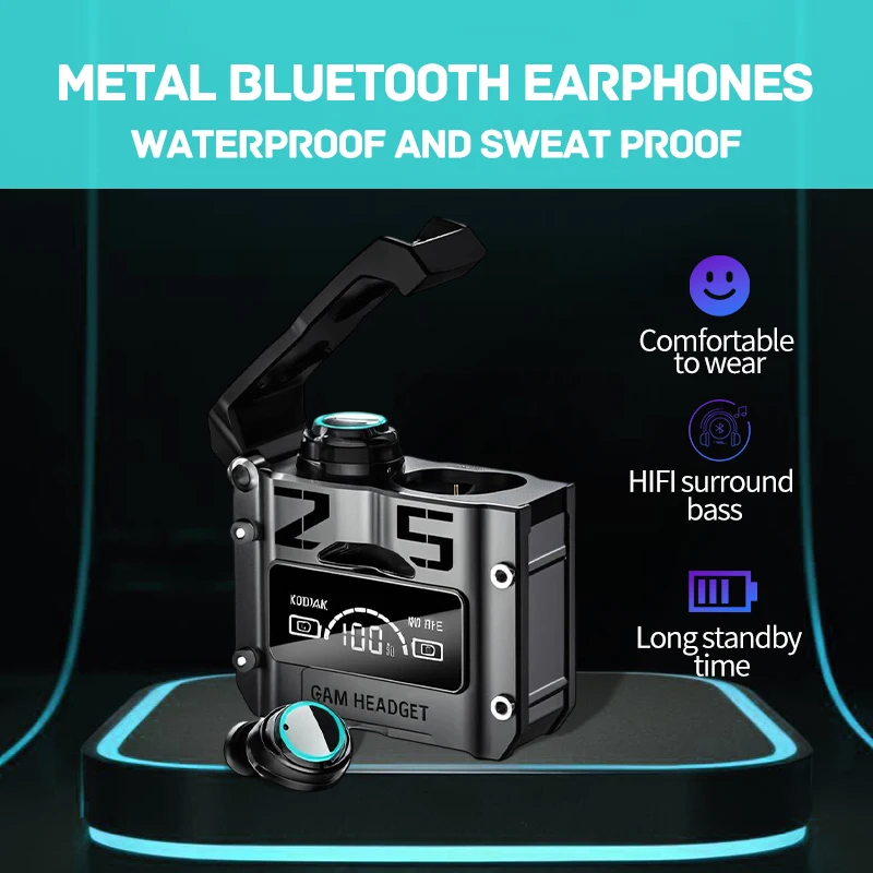 Cuffie TWS wireless con cancellazione del rumore Auricolari in-ear Type-C, auricolari di ricarica con display LED di alta qualità HQ