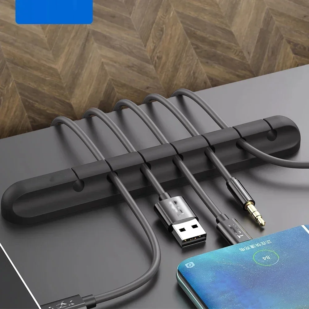 L16 Kabel-Organizer, Silikon, USB-Aufwicklung, für den Schreibtisch, ordentliches Management, Clips, Halter für Maus, Kopfhörerkabel