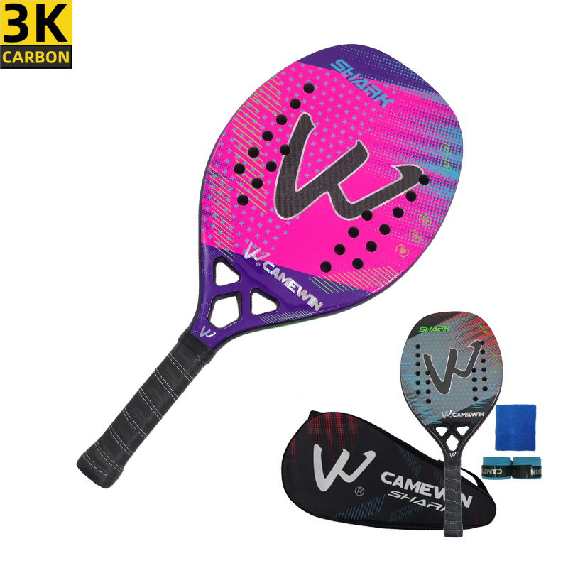 Rakieta do tenisa plażowego 3K Camewin Rakieta z pełnego włókna węglowego Rakieta sportowa na świeżym powietrzu dla mężczyzn Kobiety Dorośli Starszy gracz 2024 Nowość
