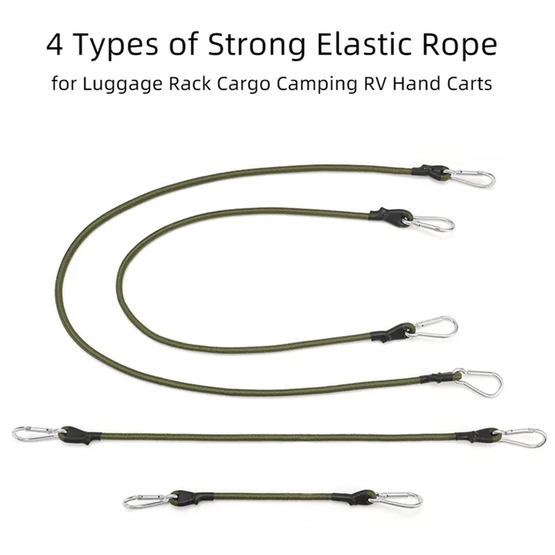 Outdoor Heavy Duty Bungee Cord Elastic Tie Strap Carabiner Hooks Kayak ขี่จักรยานกระเป๋าเดินทางเชือกบรรจุอุปกรณ์ตั้งแคมป์