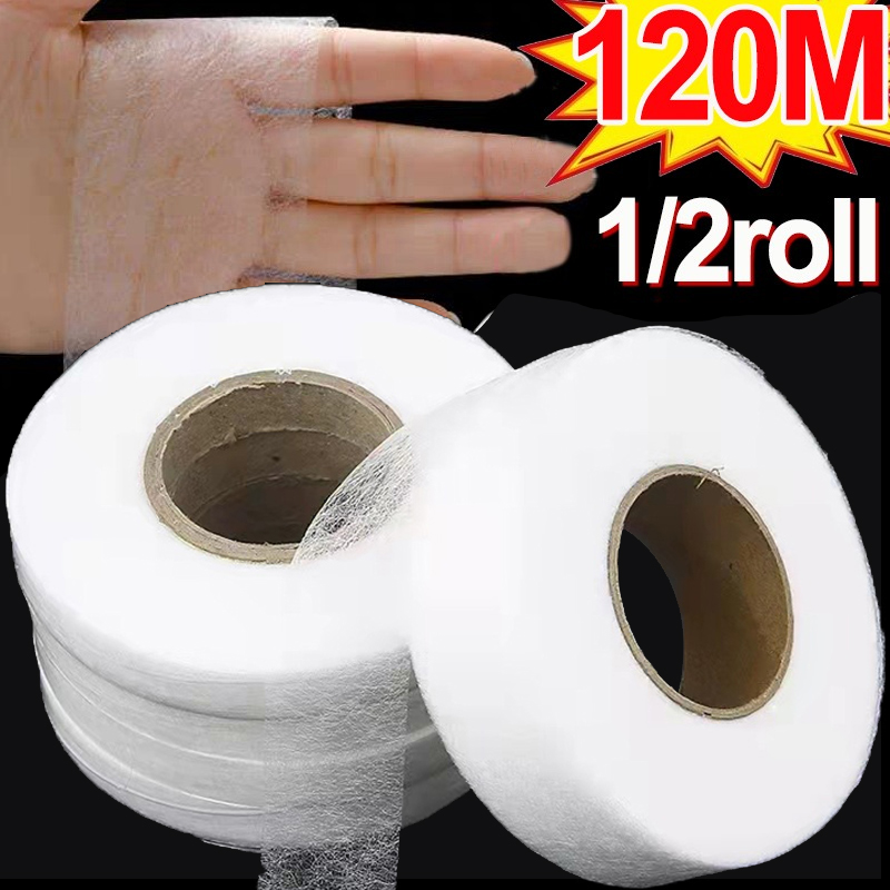 Rollo de cinta adhesiva de doble cara no tejida para pantalones, dobladillo, borde, pasta acortada, herramientas de bricolaje, ropa de Jean, tamaño acortado, costura, 1/2 rollos