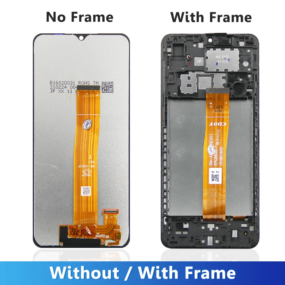 6.5" AMOLED Screen For Samsun Galaxy A02 A022 A022M A022F A022G SM-A022F LCD Display With frame Touch Screen Digitizer Assembly