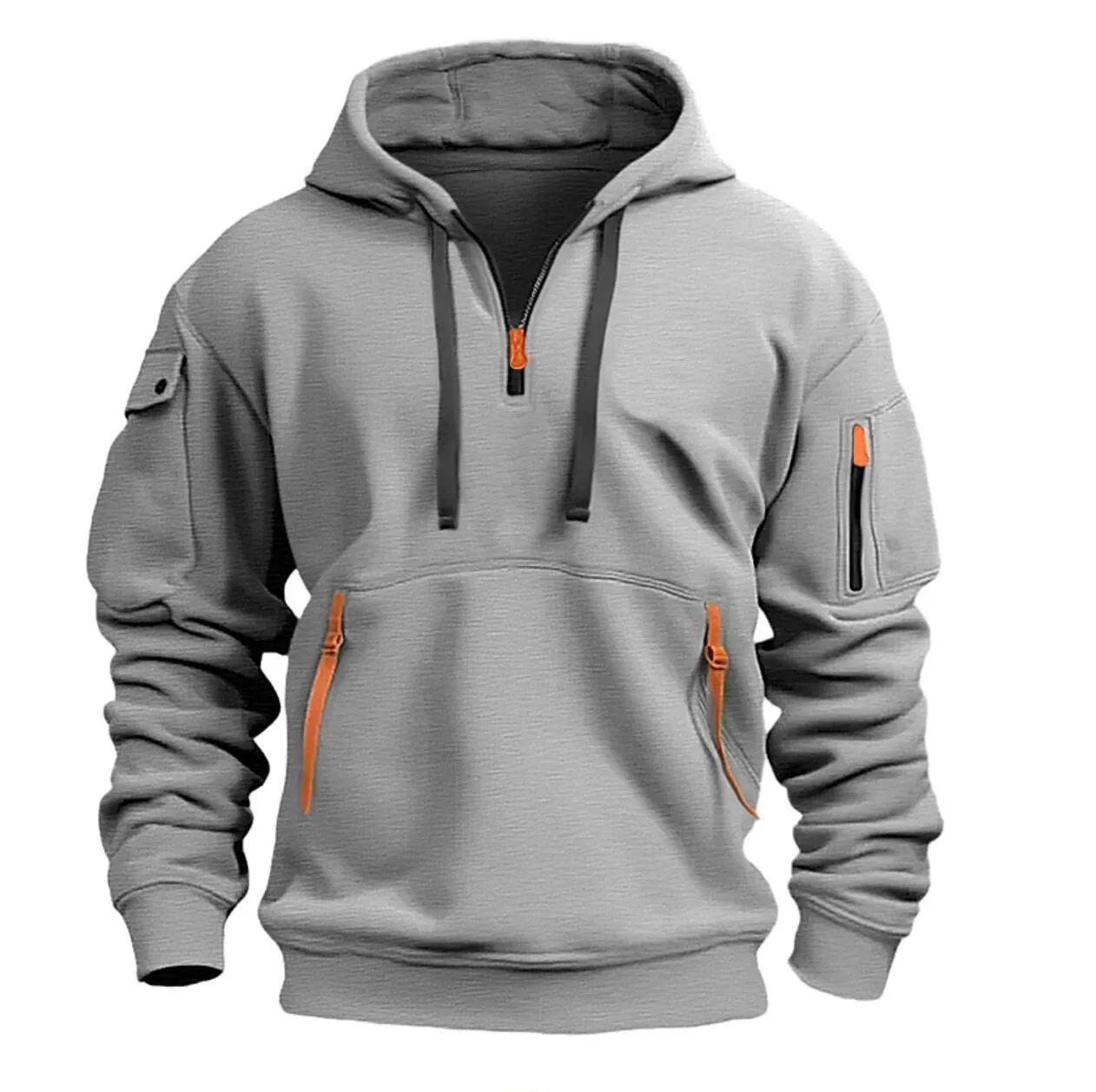 2025 nova multi bolso zíper velo com capuz camisa casual para homens e mulheres plus size solto pulôver moda moletom topo