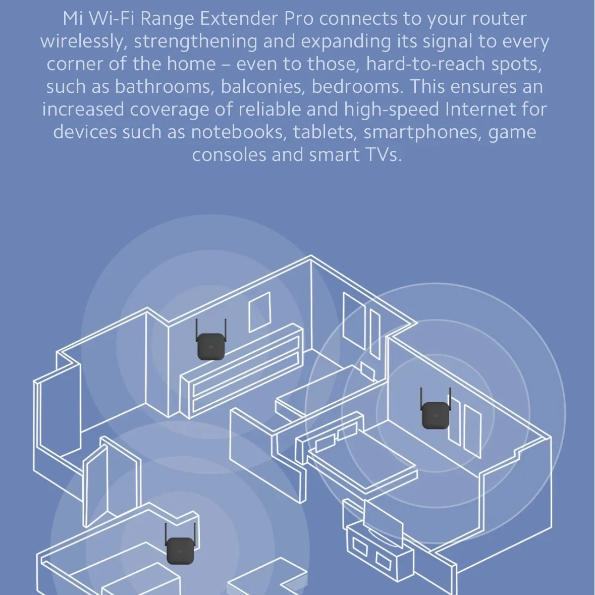 Xiaomi Pro 300Mbps WiFi Extender  Booster 2.4G Wireless Repeater, Dual Antenna Network Signal Amplifier for Home Router Coverage
