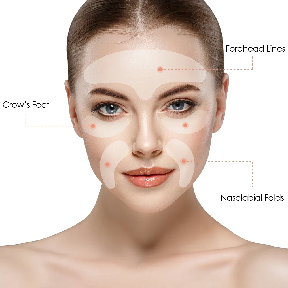 5 pz Riutilizzabili Toppe E Stemmi In Silicone Anti Rimpel Pad In Silicone Rimozione Delle Rughe Adesivo Viso Fronte Collo Occhio Adesivo Pad Lifting Cura