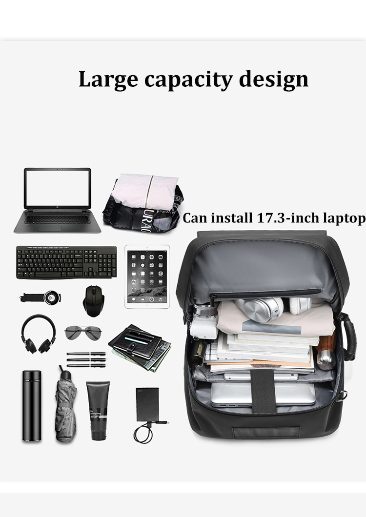 Mochila de viaje para hombre, mochila impermeable para ordenador portátil de negocios de 17 pulgadas con bolsa para zapatos separada, carga USB, mochila para senderismo al aire libre de 50L