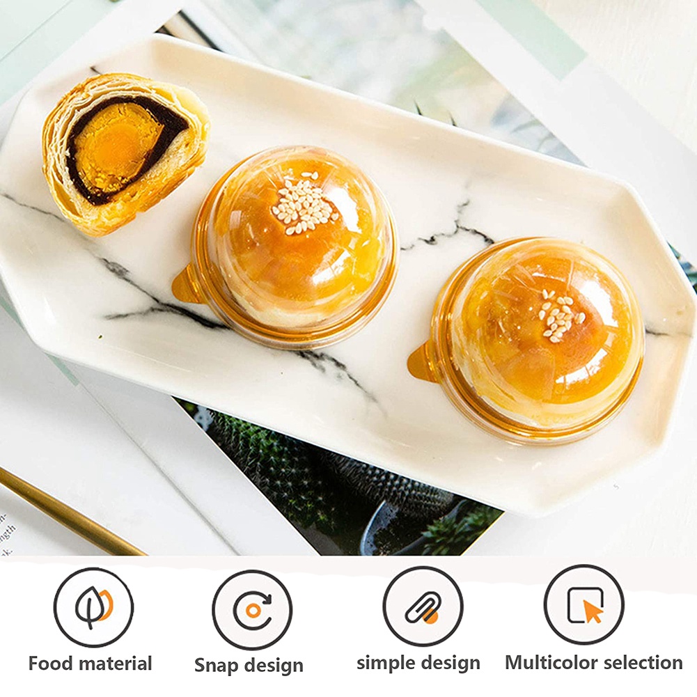 Mini caja de plástico transparente para cupcakes, recipiente redondo para Postres, pastel de Luna, galletas, 100 piezas