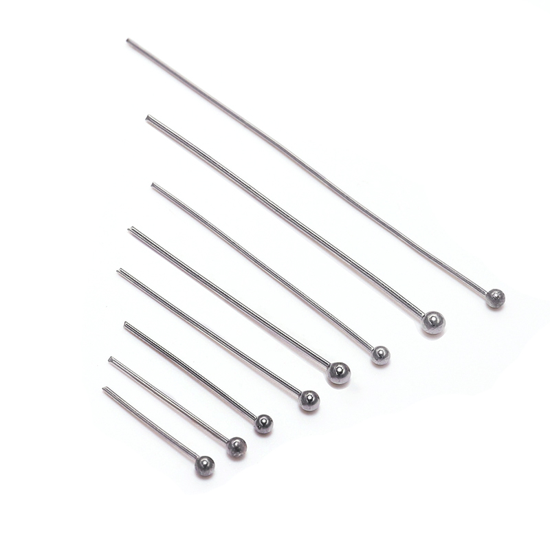 100 unids/lote de horquillas de acero inoxidable, accesorios de joyería Diy, pendientes, alfileres de ojos con cuentas, alfileres de cabeza plana para suministros de joyería