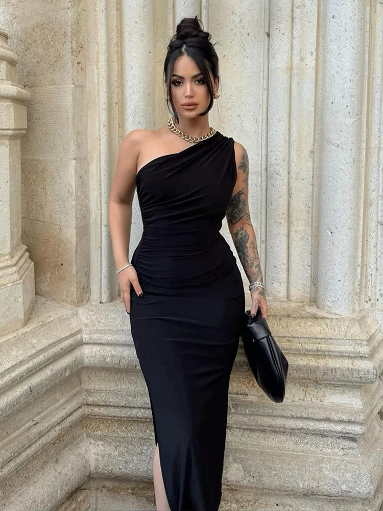 Maxivestidos sexis divididos para mujer, moda de verano, sin mangas, sin espalda, vestido ajustado, ropa de calle informal para mujer, vestidos de fiesta elegantes para discoteca