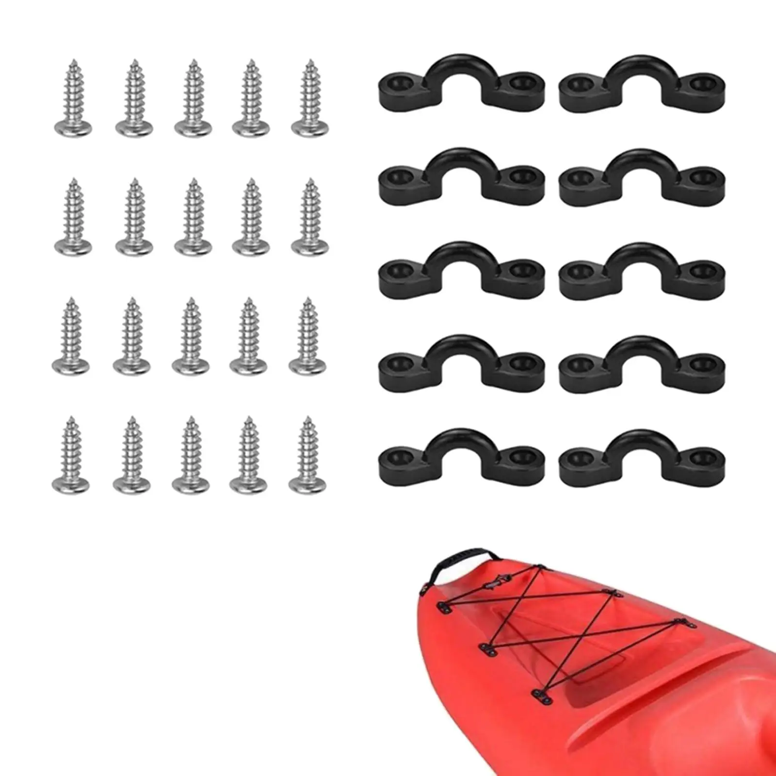 Almohadilla para Kayak, Hardware de punto de anclaje tipo C, ojal de hebilla con mango de tracción con tornillos para canoas, barcos, Kayaks, 10 Uds.