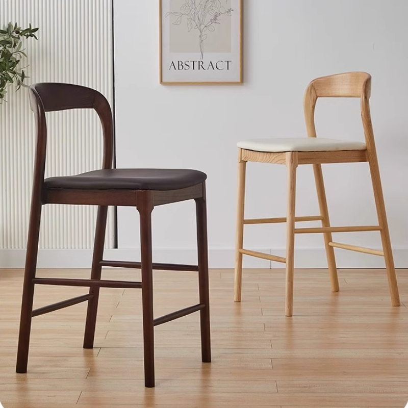 Holzbeine, schwarze Barhocker, Rückenlehne, minimalistisch, einzigartig, Designer, moderne Barhocker, Küche, robust, Sillas de Comedor, Wohnmöbel