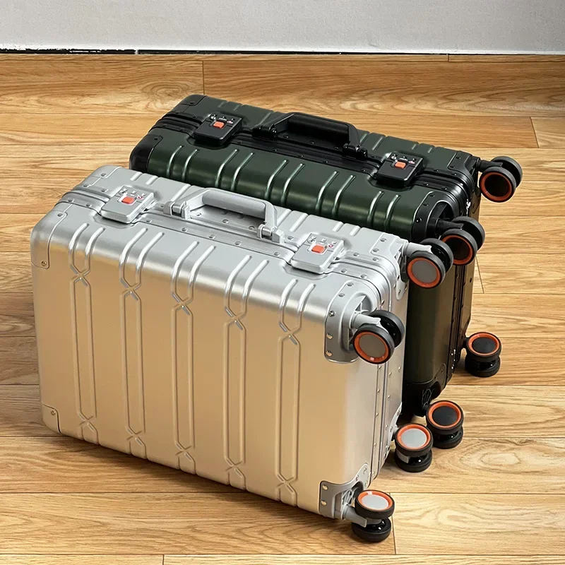 TravelTrolley Bagagem 100% Liga de alumínio-magnésio Mala de viagem Bagagem rolante 20'' Mala de cabine de mão Bolsas de viagem