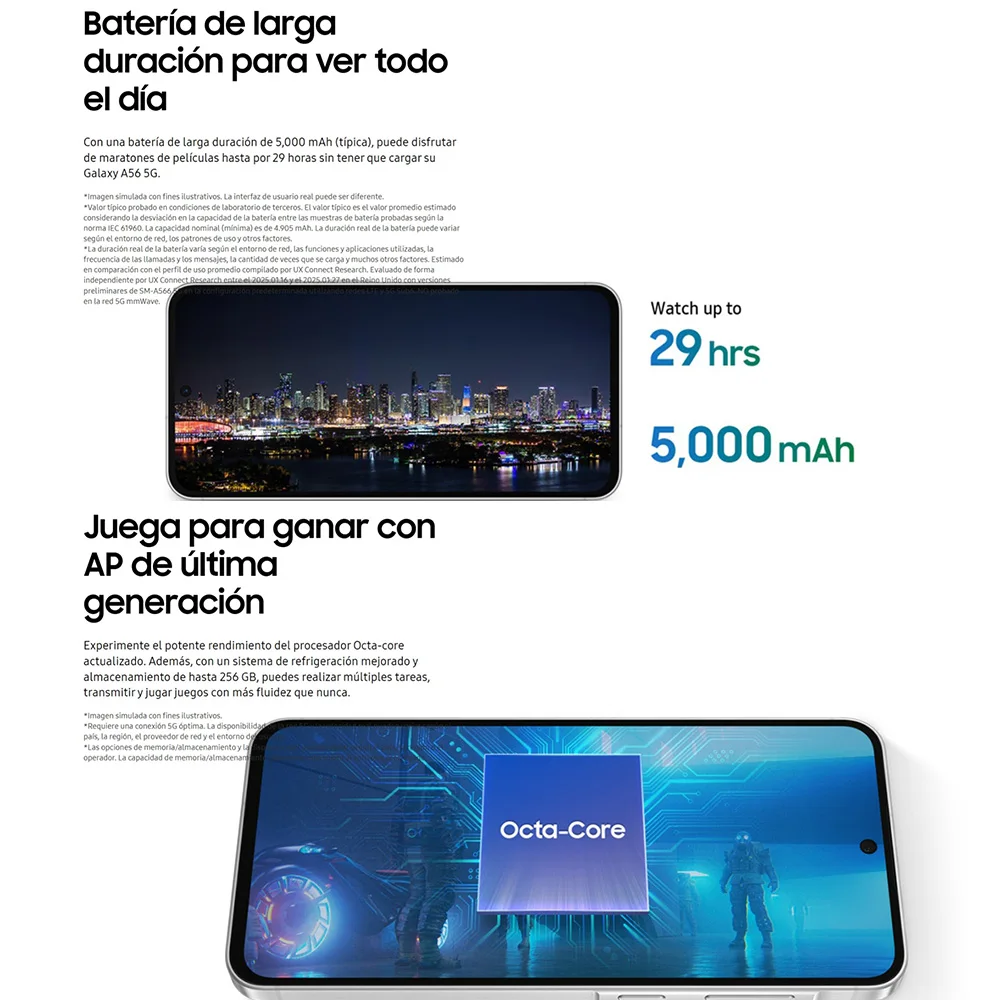 Smartphone Samsung Galaxy A56 5G Octa-Core 6,7 pollici 120 Hz 50 MP Fotocamera IP67