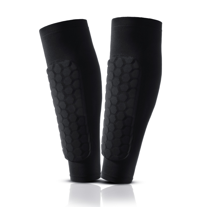 1 pz calcio parastinchi calzini maniche con schiuma, maniche a compressione polpaccio cuscinetti a nido d'ape, leggings sportivi e attrezzatura da calcio