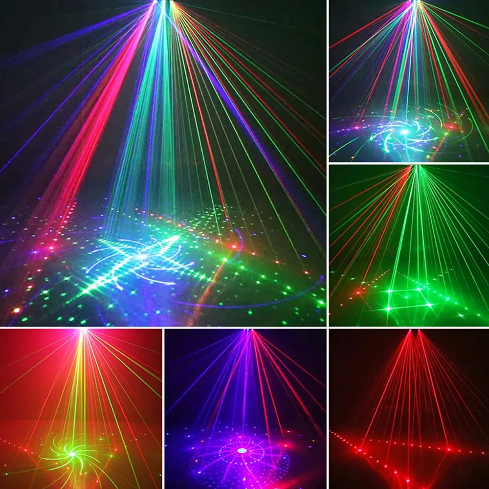 21-Loch RGB Party DJ Disco Strahl Muster Bühne Laserlicht Projektor RGB UV LED Strobe Sound Party Urlaub Hochzeit Lampe Dmx