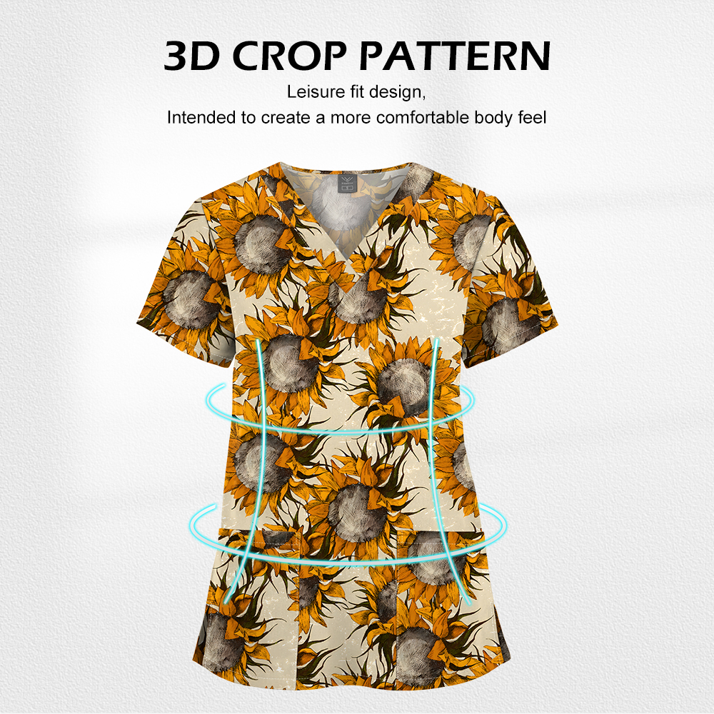 Natal impresso uniforme médico acessórios de enfermeira para trabalho médico esfrega cirúrgica padrão dos desenhos animados manga curta topo feminino masculino