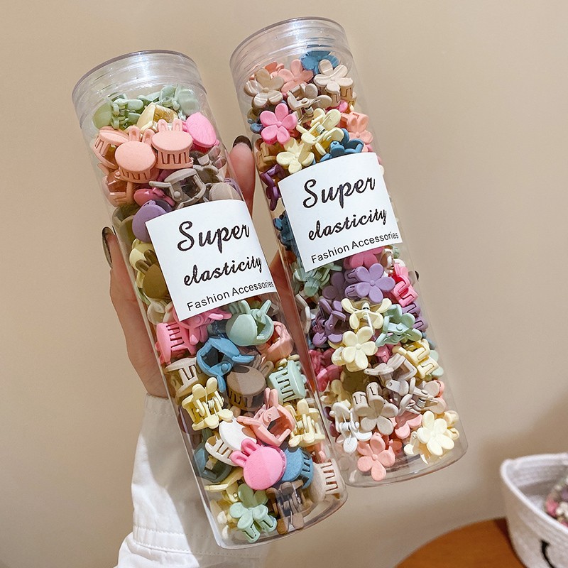 50 pçs plástico fosco mini cabeça de coelho garras de cabelo grampos de cabelo caranguejo bebê gilrs doce pequeno hairpin flor presilhas acessórios para o cabelo