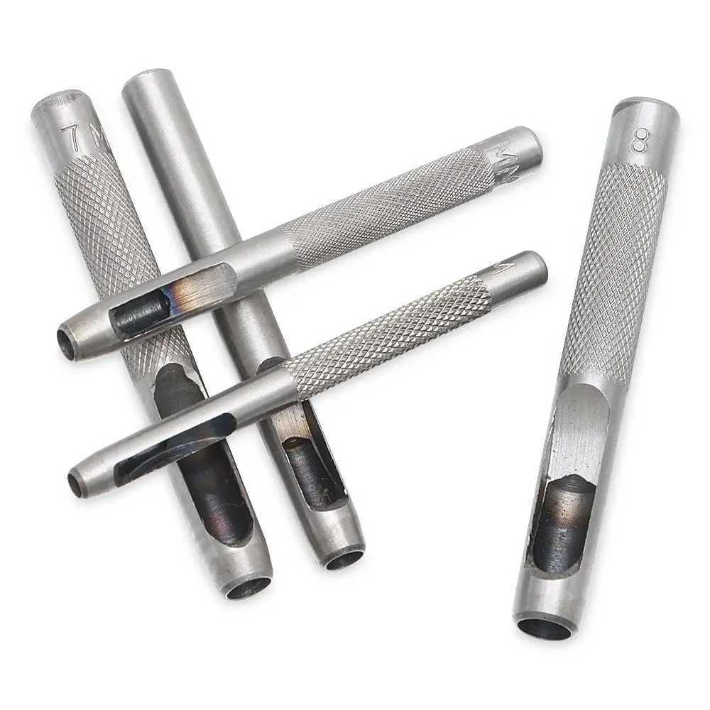 เครื่องเจาะรูหนังทรงกลมทำจากเหล็กคาร์บอนเครื่องมือเจาะ DIY สำหรับตัดเข็มขัดเครื่องเจาะสายนาฬิกายาง