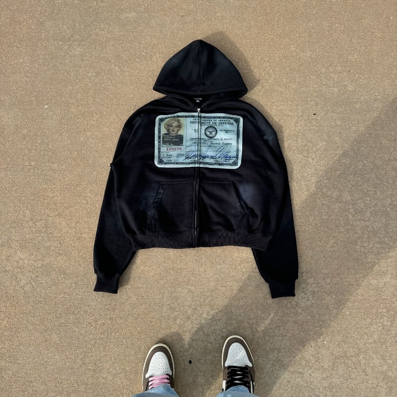 Americano hip hop vintage impressão jaqueta com capuz para homem y2k goth harajuku rua zíper moletom com capuz moda casal moletom de grandes dimensões