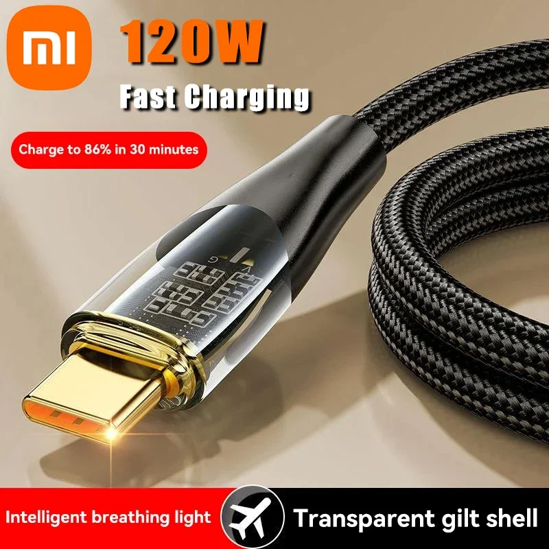 Cable cargador Xiaomi tipo c de 120W PD 6A Cable USB a tipo C Cable de datos de carga súper rápida para Redmi Note 11 Samsung S21 S22 Huawei