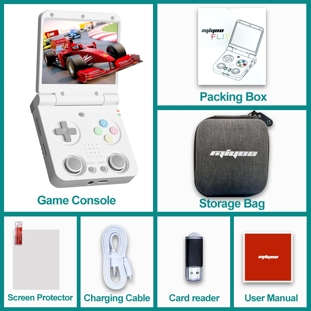 MIYOO Flip V2 Retro Handheld Game Console With Metal Hinge 3.5''IPS Screen Compact Portable Game Machine Dual analog sticks Gift