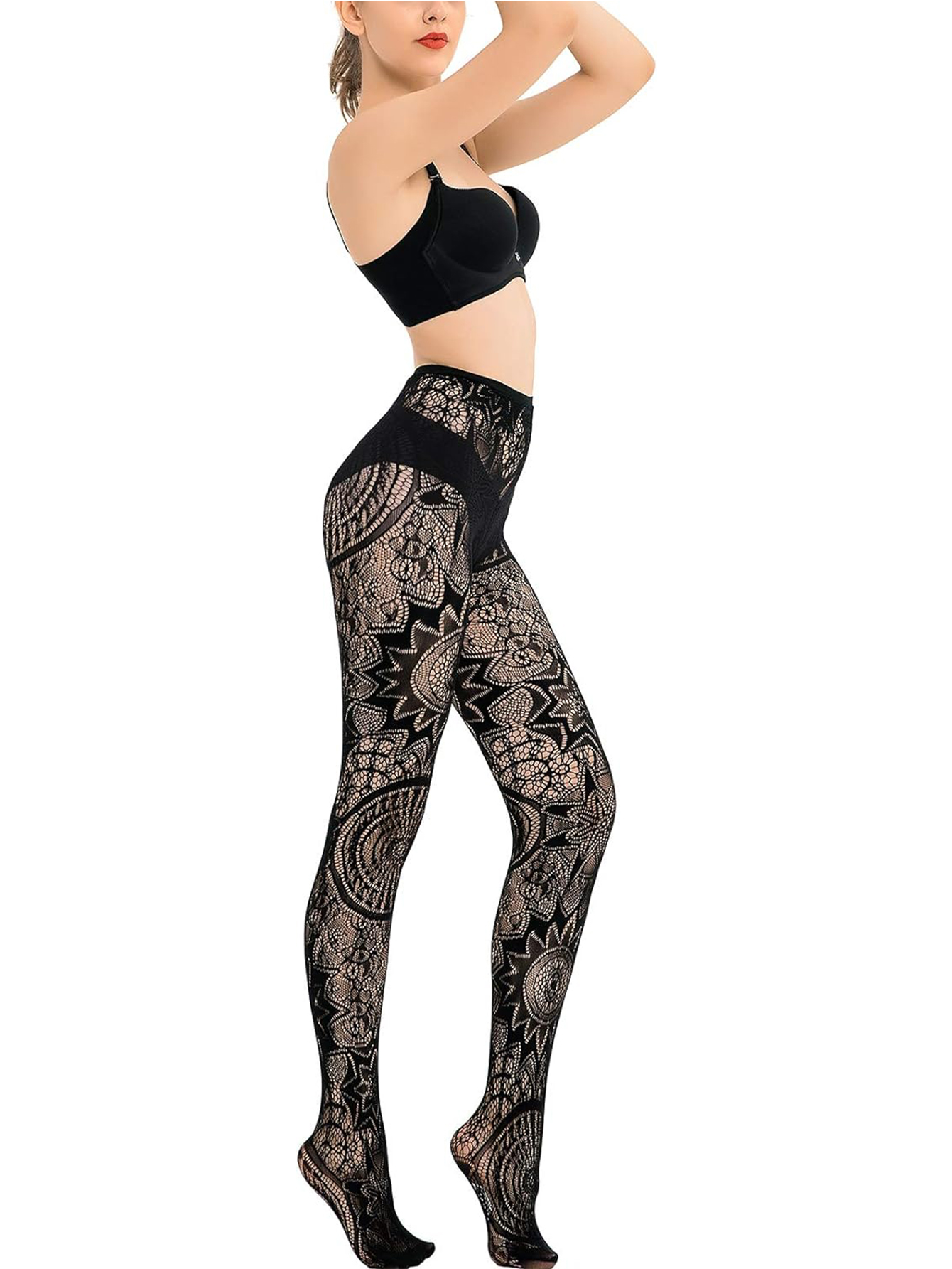 2024 nuevas medias de red de moda para chicas medias de encaje de tatuaje sexy pantimedias huecas de encaje jacquard