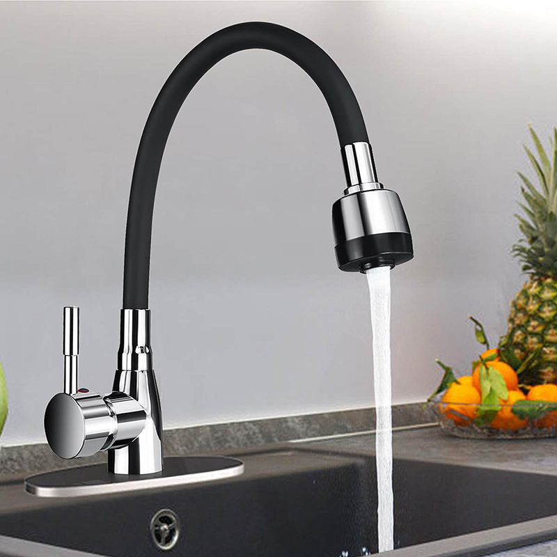 360Rotating Flexible Kitchen Basin Faucet Single Handle Polished Chrome Black Cold and Hot Water Mixer Tap Torneira Deck Mounted