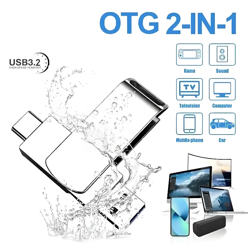 16TB Flash Drive USB 3.2 High Speed USB Transfer Type-c 2-In-1 8TB 16TB OTG Pendrive Waterproof Flash Disk For Computer