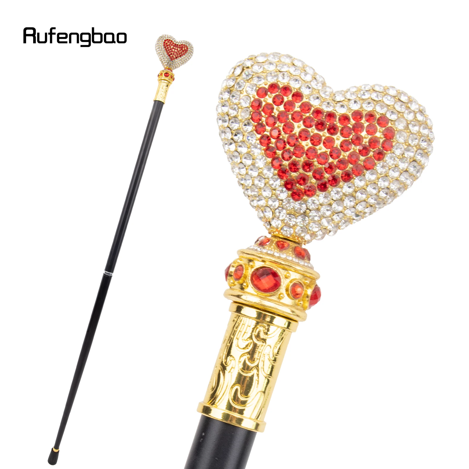 Bastón para caminar con diamante Artificial, color blanco y rojo, bastón decorativo a la moda, bastón para Cosplay elegante para caballero, 97cm