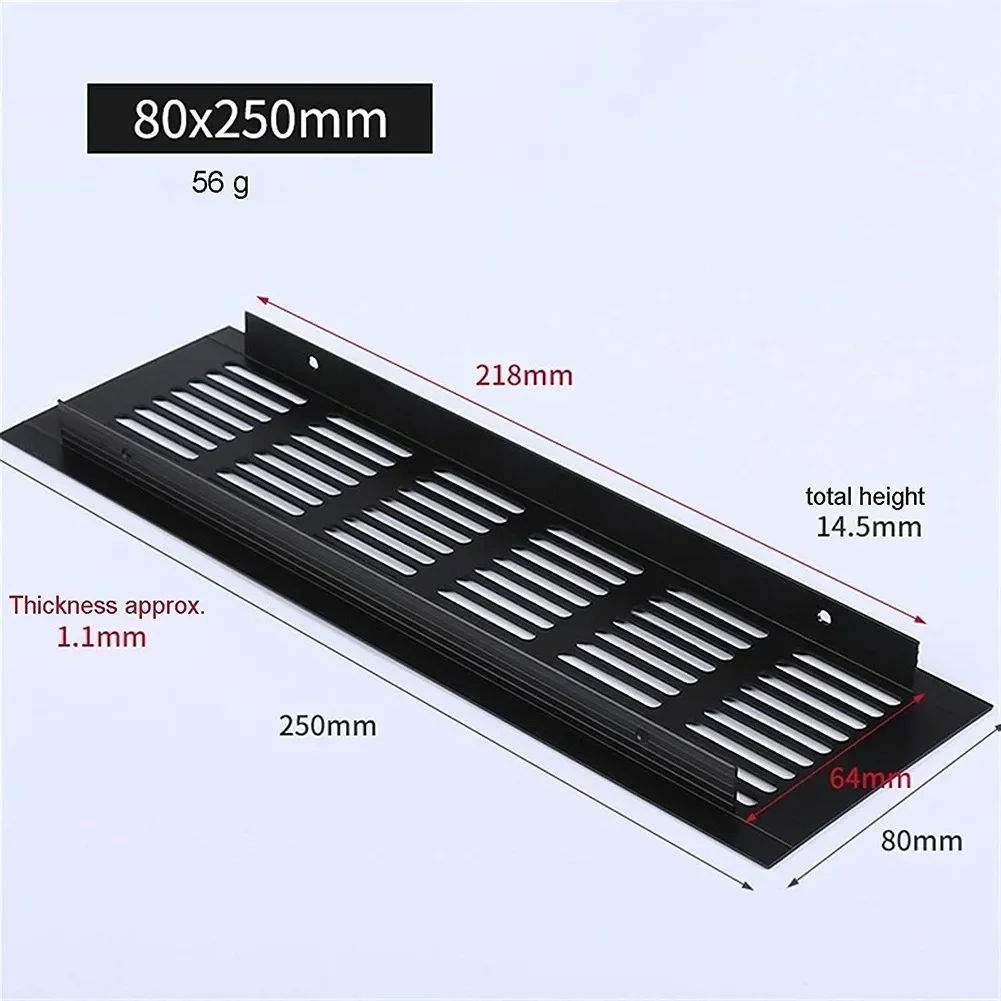 1 Stück Aluminiumlegierung, schwarze Lüftungsgitterabdeckung für Schrank, Kleiderschrank, Schrank, Heimwerker-Zubehör