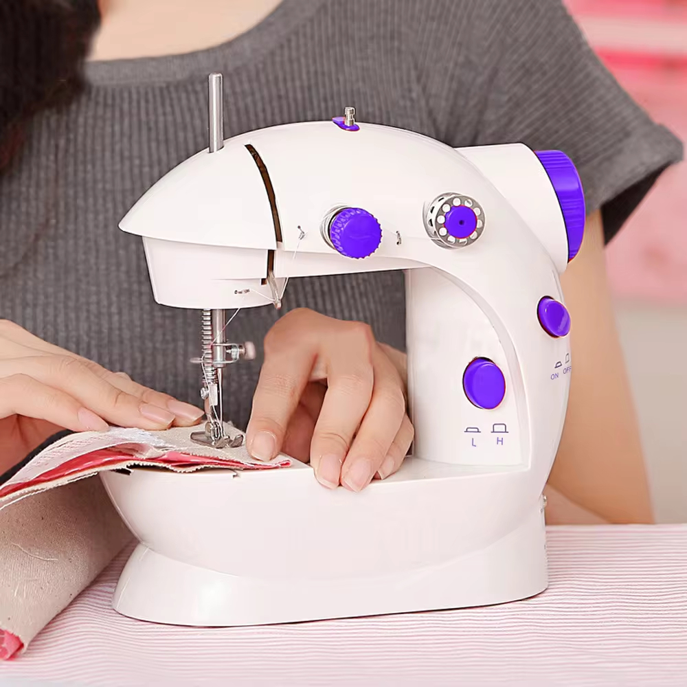 Moda portátil máquinas de costura multifuncional doméstico 202mini máquina de costura para iniciante diy casa acessórios de costura
