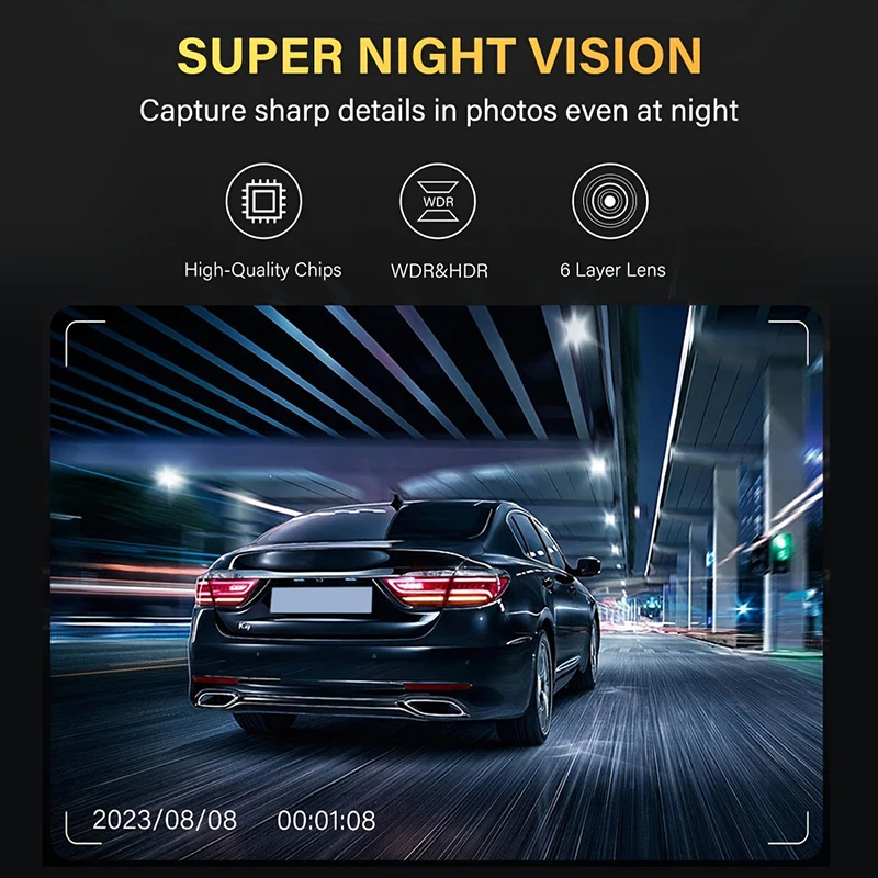 Dash Cam a 3 canali per telecamera per auto Black Box Videoregistratore 1080P Telecamera per retromarcia per accessori per auto DVR per auto