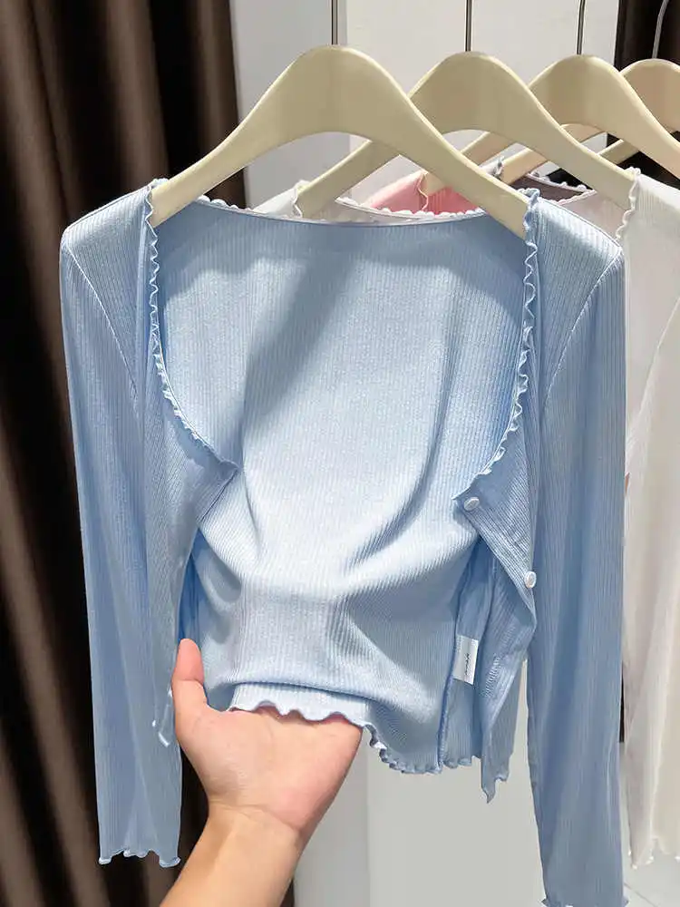 Cardigan Curto Sem Mangas com Proteção Solar para Mulheres, Top de Verão Fino Cinza com Manga Longa e Vestido ter