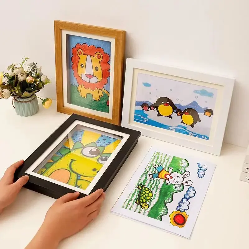 Cornice per foto con vibrazione magnetica Portaoggetti per pittura a olio A4 Cornice per foto artistica per bambini Decorazione per opere Portafoto Cornice per foto Decorazione per la casa