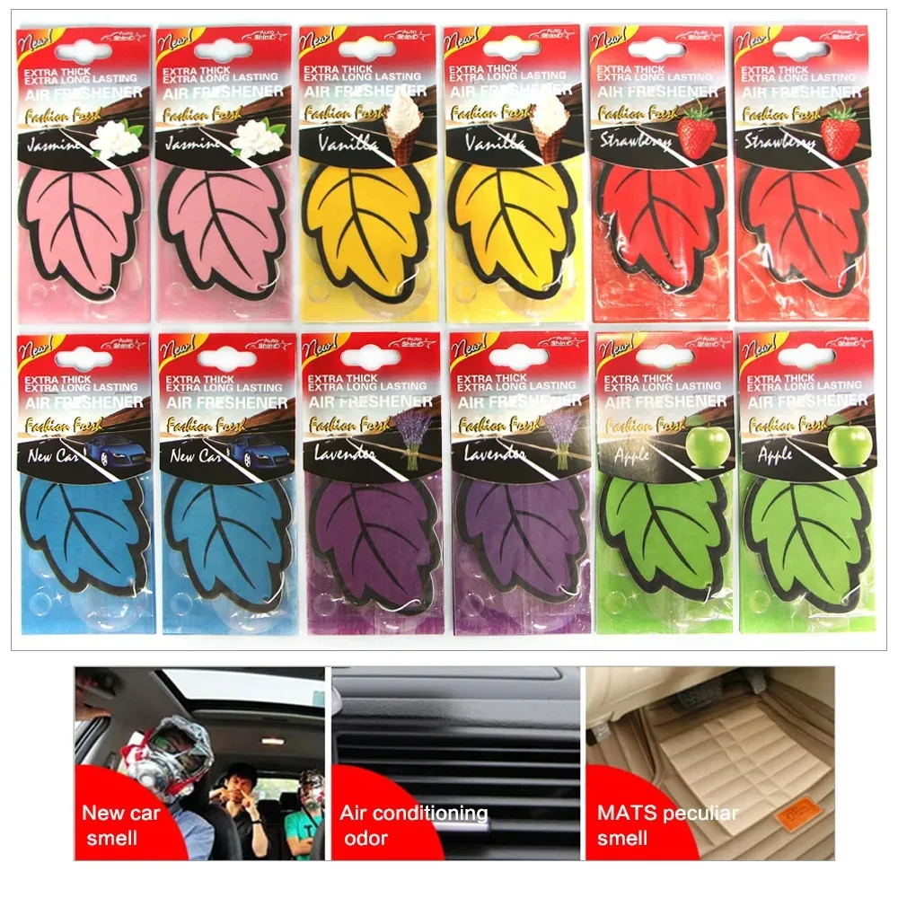 Ambientador de aire para coche, papel de té perfumado Natural, colgante automático, Perfume de vainilla, fragancia con forma de hoja, accesorios interiores, 3-60 piezas