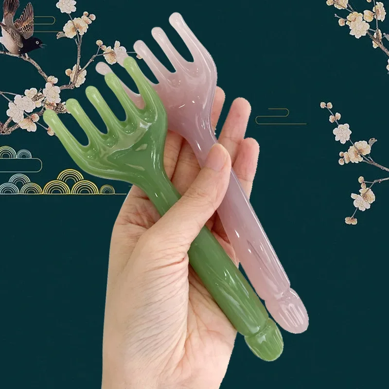 Массажер для головы из смолы, кожи головы, Гуа Ша для тела, шеи, ног, массаж головы с пятью когтями, скребковая палочка для массажа, скребок, массаж когтей