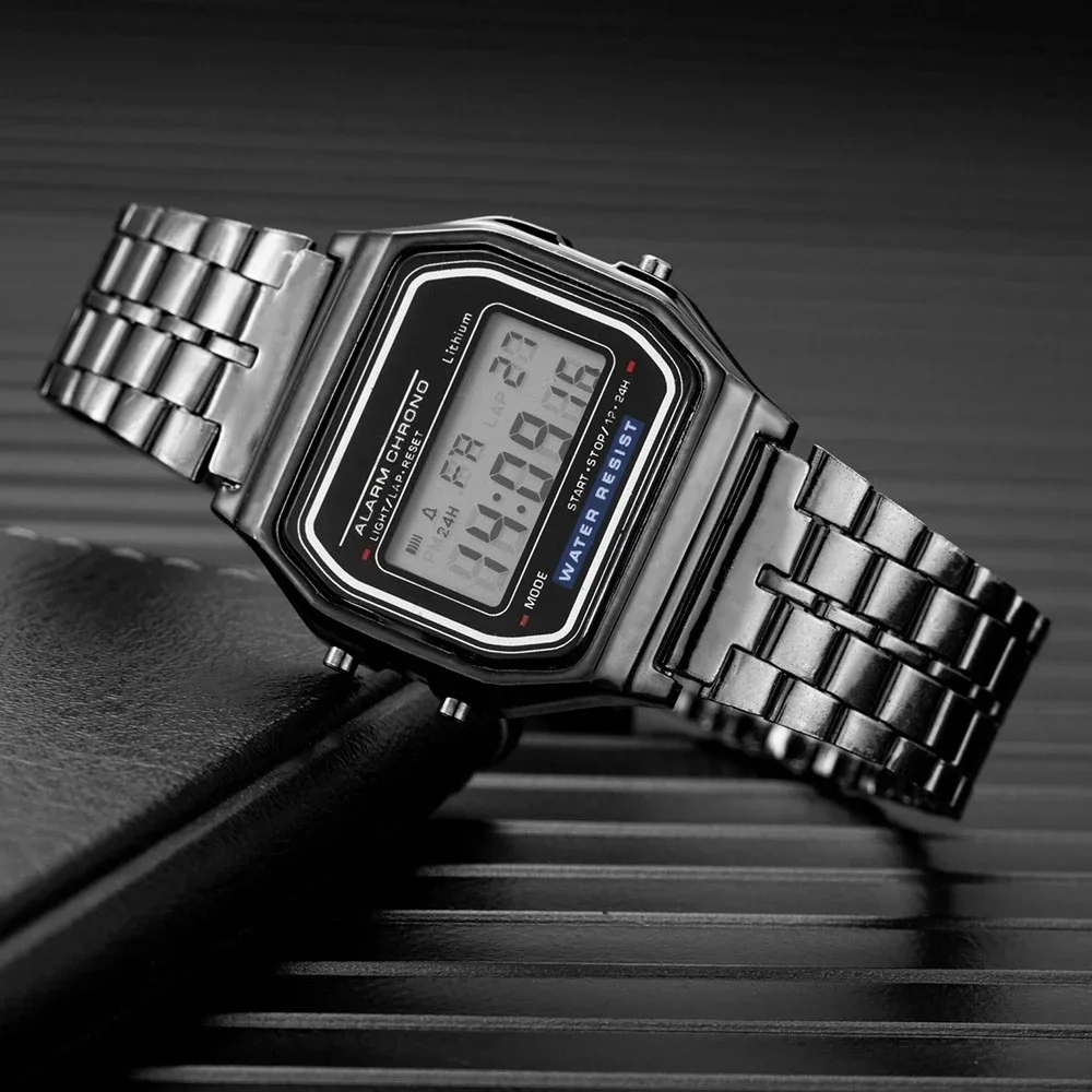 Orologi digitali a LED in acciaio inossidabile per uomo Orologio elettronico di lusso con nastro in oro Orologio da uomo d'affari di moda relogios masculino