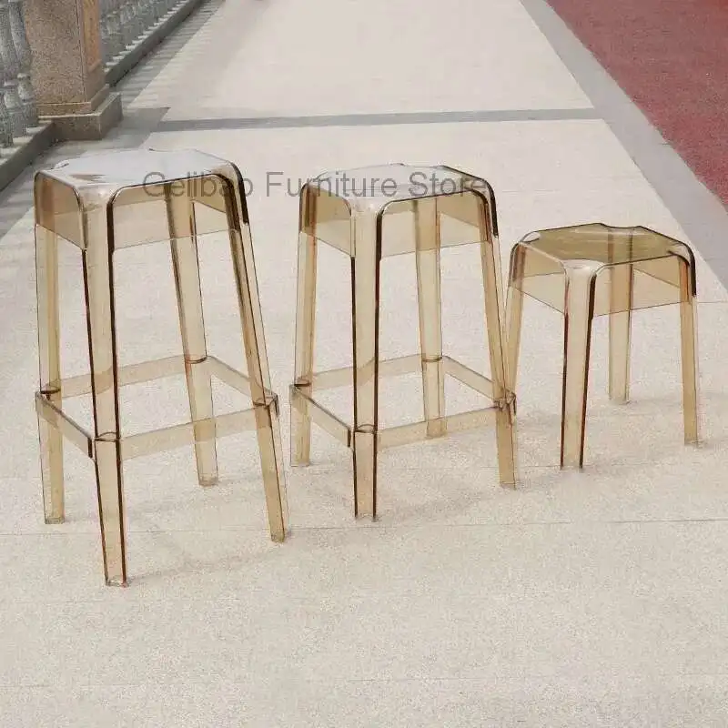 Sgabello da bar in acrilico trasparente di moda Sgabello alto in cristallo Sgabello rotondo di moda Sgabelli da bar moderni semplici in plastica per sedia da bar