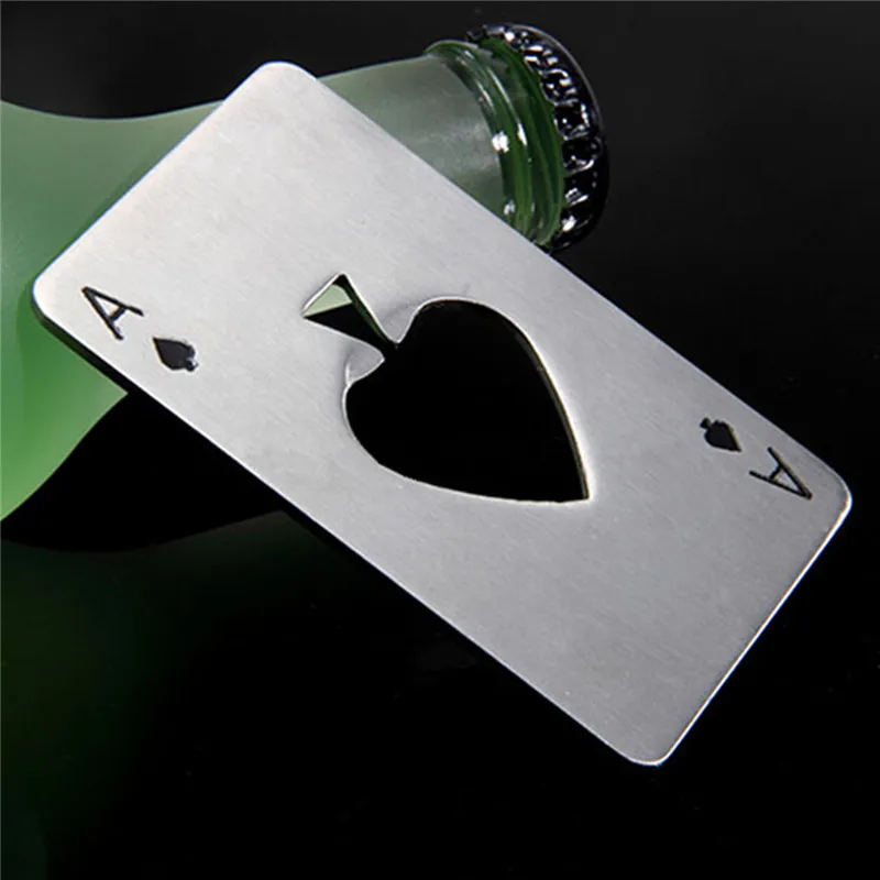 1 stks creatieve pokervormige fles blikopener roestvrij staal creditcard formaat bar restaurant bier metalen opening tool cadeau