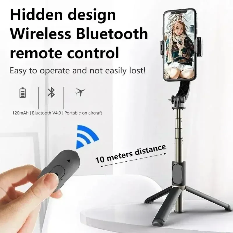 Q08 Mobile Phone Holder Video Stabilizer Bluetooth Selfie Stick Tripod Gimbal Stabilizer for iPhone 16 Samsung Xiaomi Live Stand