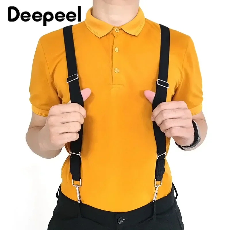 Deepeel-suspender elástico ancho para hombre, 2,5x125cm, ajustable, 2 Clips, tirantes tipo X, suspensorio decorativo, 1 ud.