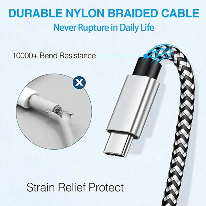 2.4A USB タイプ C ケーブル高速充電バッテリー充電器ワイヤー織ナイロンデータケーブル携帯電話の充電器サムスン Huawei 社 USB C