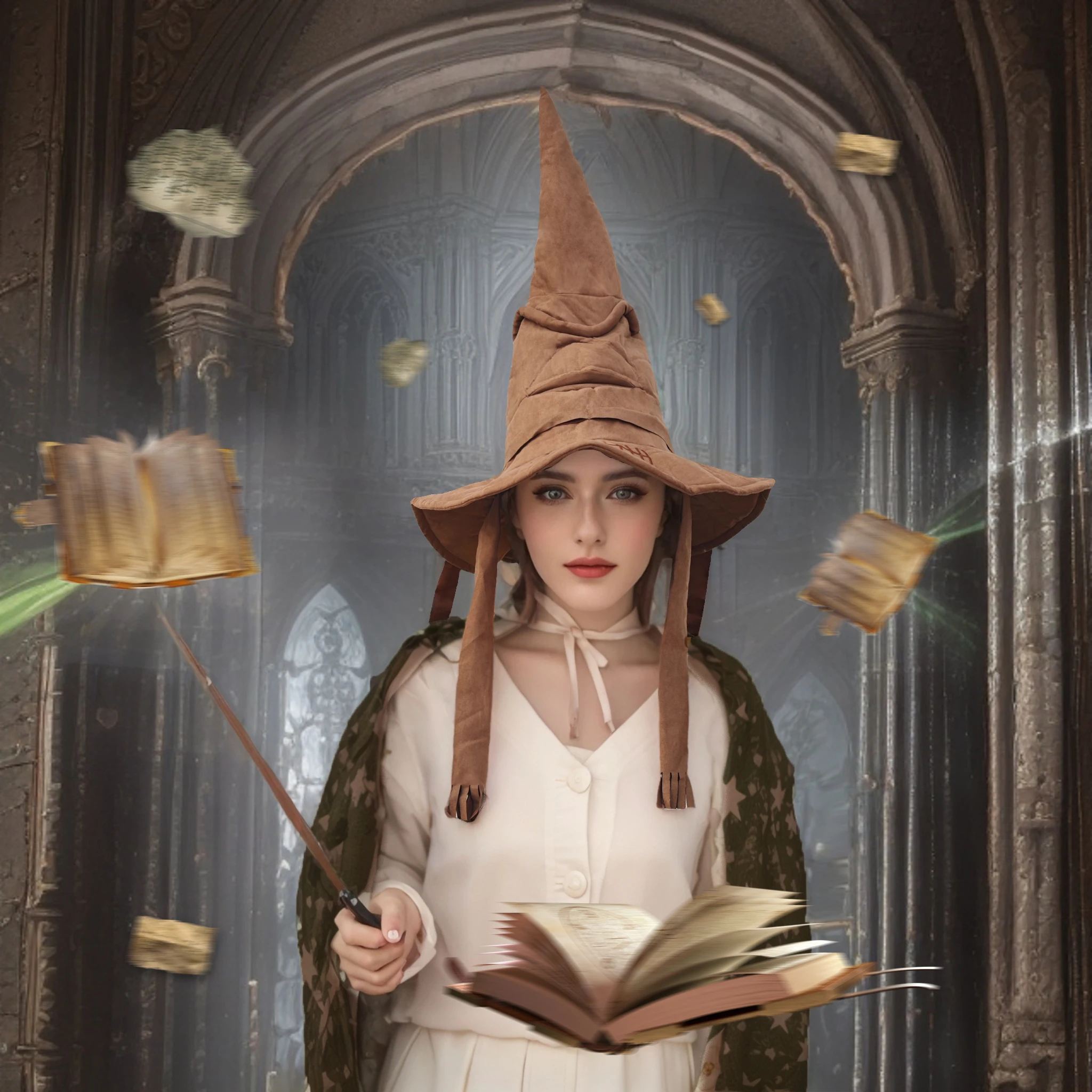 Sombrero de mago y bruja de películas de moda, sombrero de clasificación de cuero, accesorios para fiesta de Halloween, sombrero de vestir, accesorios de disfraz de Cosplay para hombres